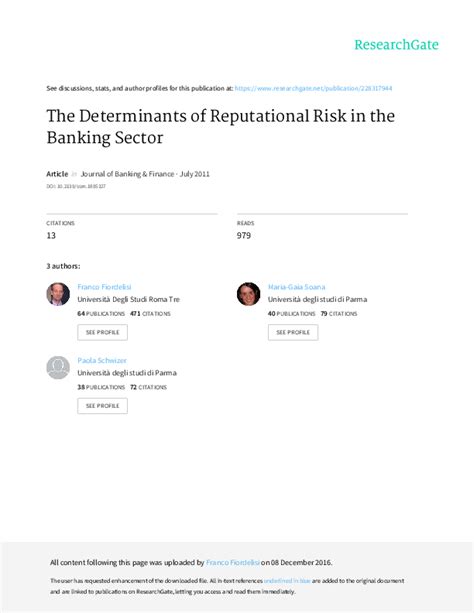 alessandra fiordelisi|The determinants of reputational risk in the banking sector